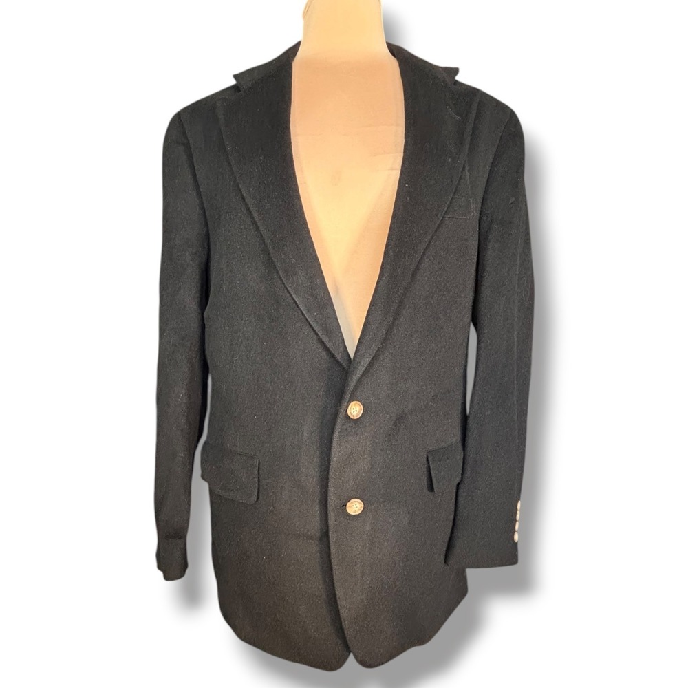 Turnbury Mens Black Camel Hair Blazer Jacket Sport Coat Tailored USA Old Money